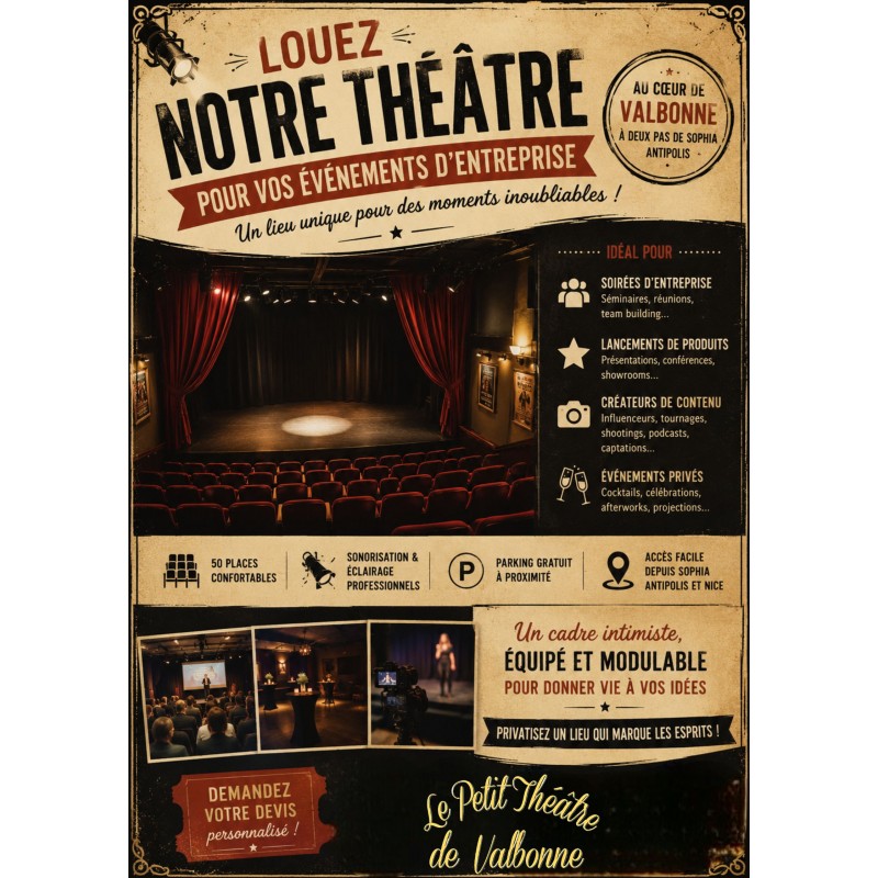 Louez le petit théâtre de valbonne pour vos événements
